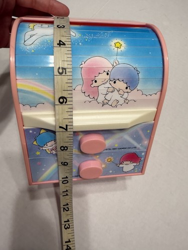 Organizador de pecho vintage Sanrio 1987 Twin Stars tapa enrollable cajón rosa azul raro ⭐️ - Imagen 18 de 19
