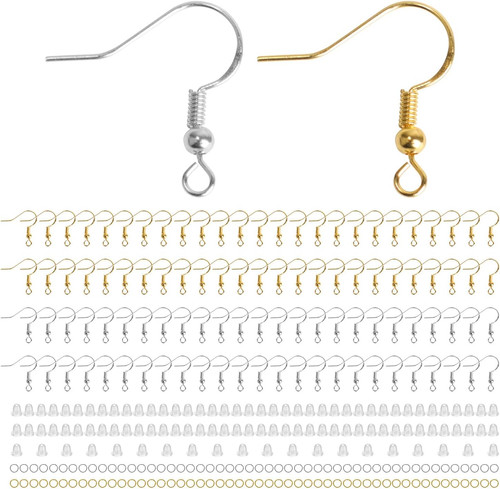 300PCS 925 Sterling Silver Earring Hooks, Gold Earring Hooks, Stainless Steel Ea