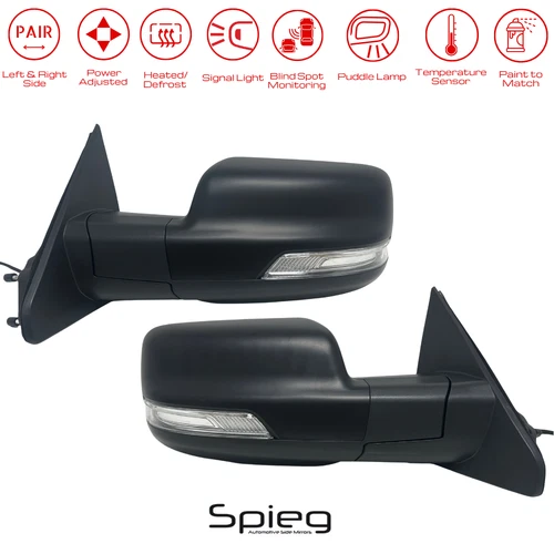 PAIR Side Mirror for 2019-2024 RAM 1500 w/ BSM Power Heated Signal Puddle Lamp