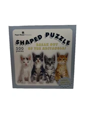 Paper House Shaped Puzzle 500 Piece Cats Kittens Cutout Design 24x14.75 Sealed