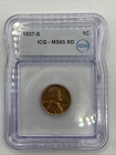 1937-S Lincoln Wheat Cent MS65 RD ICG