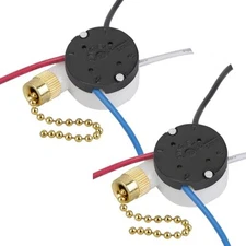 2PS Ceiling Fan Switch Zing Ear ZE-208s E89885 3 Speed 4 Wire 2 piece BRASS