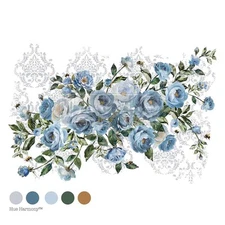 Azure Blossom | 24" x 35" Rub On Decor Transfer | Redesign with Prima