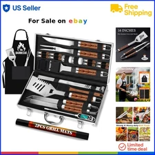 Stainless Steel Grill Tool Set 26pcs Heavy Duty BBQ Utensils Gifts for Men