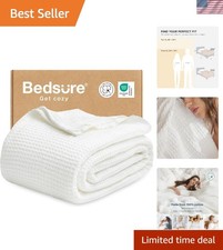 Lightweight Cotton Waffle Weave Throw Blanket - Cozy Modern Style, 50"x70"