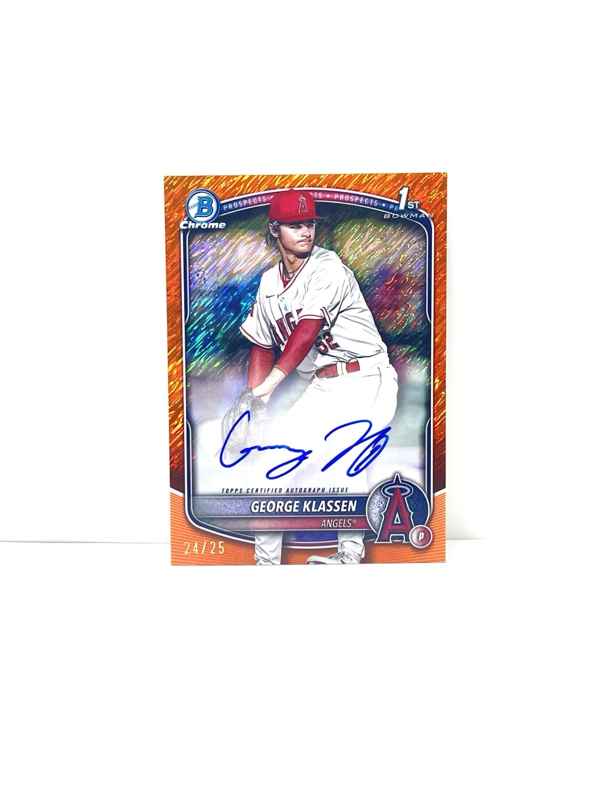 2025 Bowman GEORGE KLASSEN  1ST BOWMAN Chrome Orange Shimmer AUTO /25 Angels