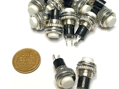 10 x White Ds-316 Momentary Push Button Switch 10mm N/o Car On/off 5a Opened C21