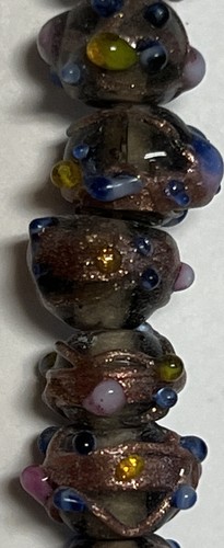 FANCY GLASS BEADS 8mm With Gold Foil Rondel 74 Total Hand Made Beads - Picture 3 of 15