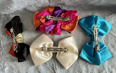 Lot of 4 Oversized Big Hair Bows Barrettes Multicolored 80s  display picture 2