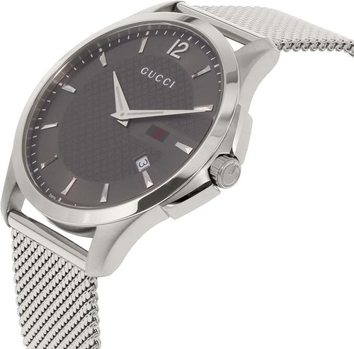 Gucci G-Timeless Men's Dark Gray Dial Mesh Band Watch - YA126315 ($990 MSRP) - Picture 2 of 11