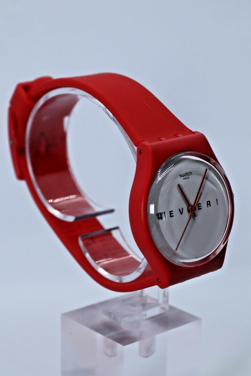 New Limited Swiss Swatch Red White 4EverFever GR404 34mm 