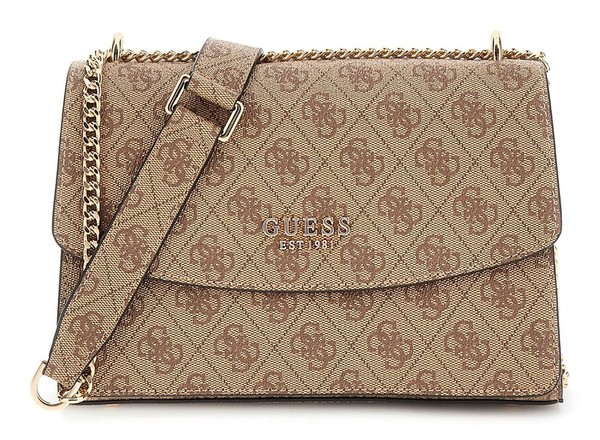 Guess Calista Convertible Xbody Flap Bag Schultertasche Latte Logo Hellbraun Neu-image