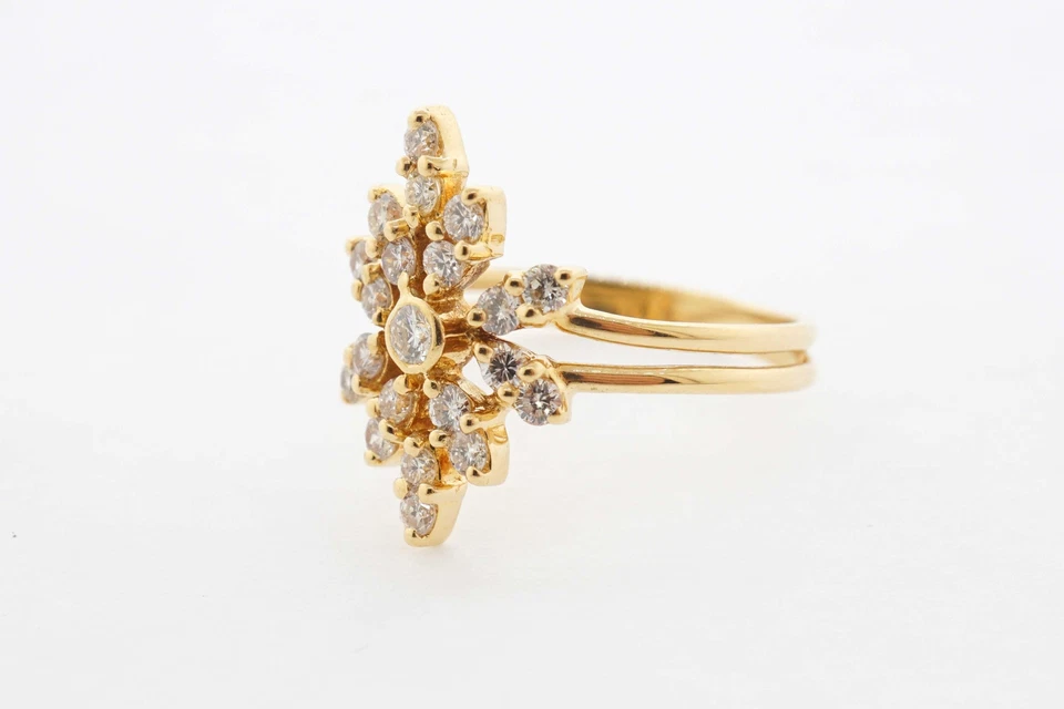  黄金钻石戒指 18k 0.56 克拉 G VS1 雪花 尺寸 6.5 美国 — 第 3/4 张图片