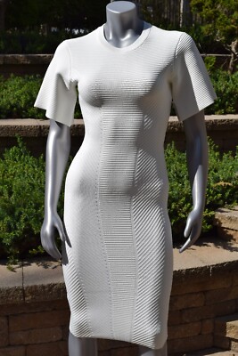 herve leger knit dress Herve Leger Turtleneck Bustier Mini Sweater Dress