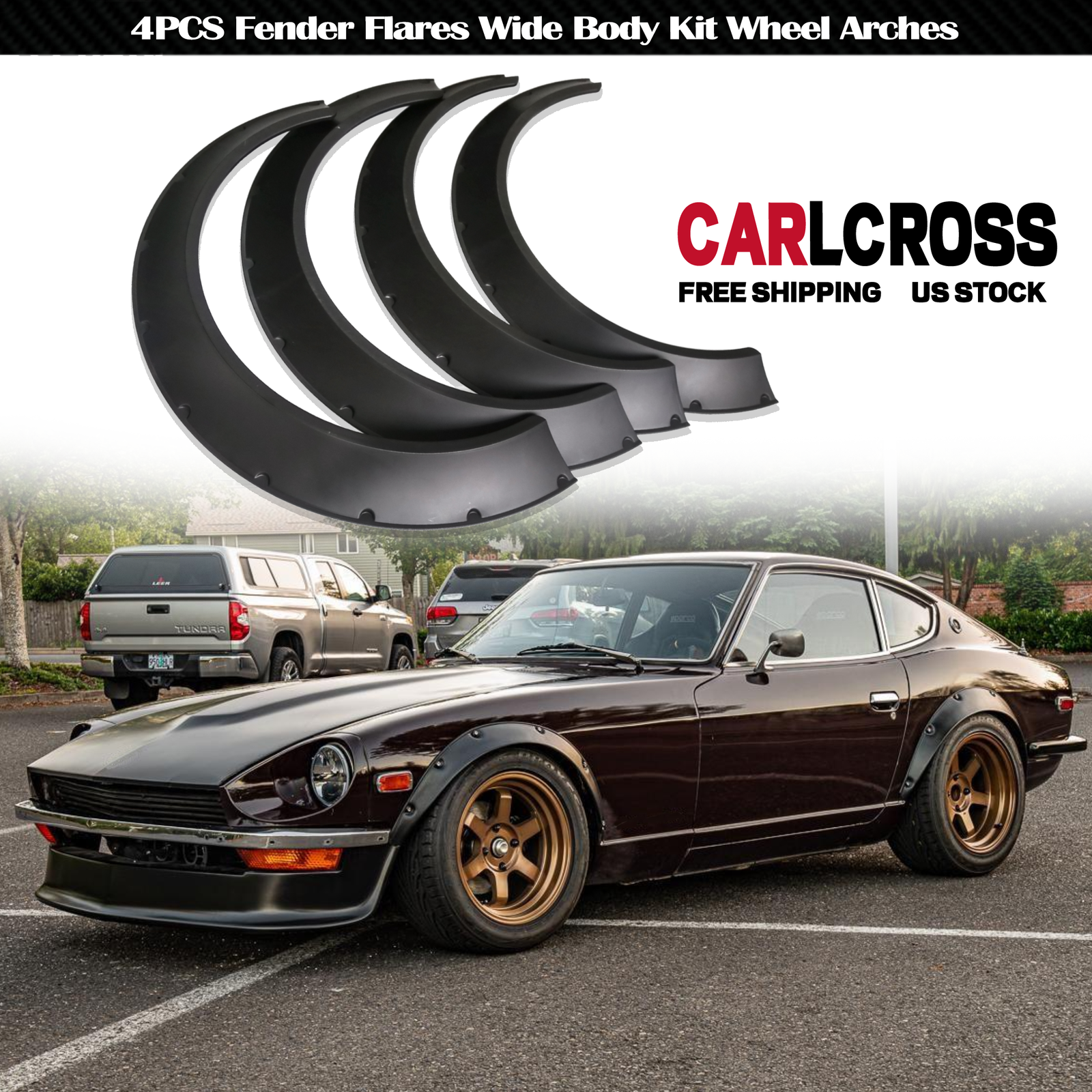 4PCS Car Fender Flares For Nissan 300ZX Extra Wide Body Wheel Arches Universal