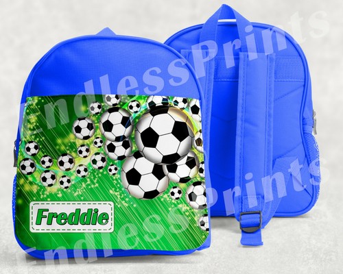 Personalised Blue Football Boys Kids Bag Backpack Childrens School PE Bag (1) - Picture 4 of 4