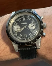 AUREOLE Chronograph Panda Dive Vintage Watch Tropic Valjoux 7733 Movement Men