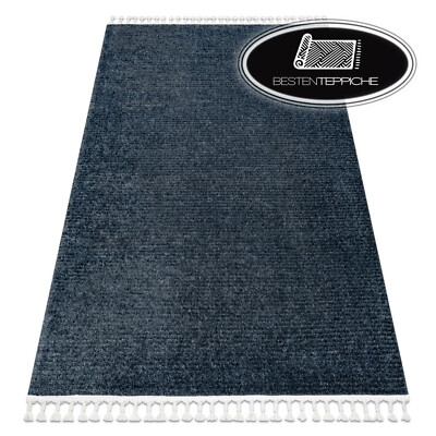 Moderner Elegant Strukturell Teppich ''SEVILLA'' Streifen blau marokkanisch Franse