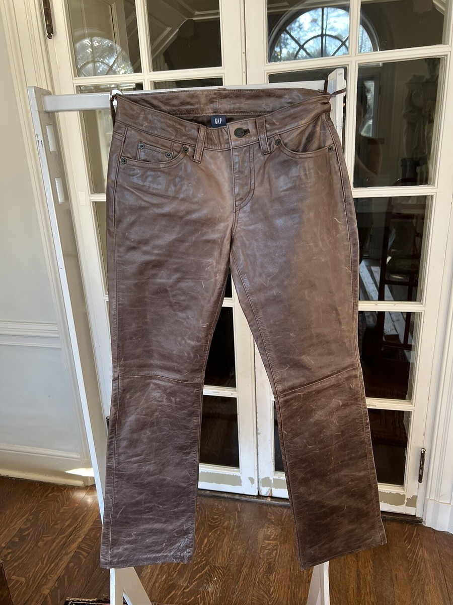 パンツ archive OLD GAP boot cut leather pants Early 2000's Gap Bootcut Leather Pants // Size Small to Slim