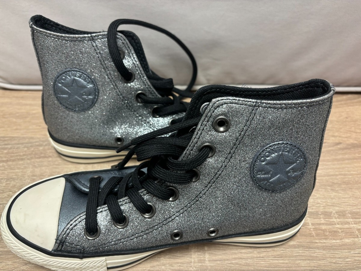 Silver Girls Black Sparkle Converse Converse High Top Trainers