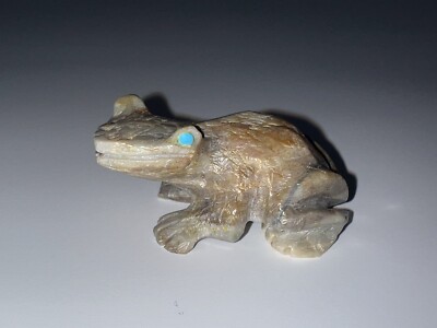 Native American Zuni Stone Frog Fetish Signed By Dane Malani
