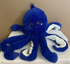 Plush Royal Blue Happy Octopus 15" Dark Eyes NWOT