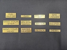 Marine / Boat Safety Scheme Labels - Brass looking Plastic