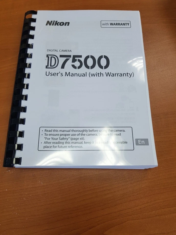 FOTOCAMERA DIGITALE NIKON SLR D7500 MANUALE STAMPATO MANUALE UTENTE 382 PAGINE A5