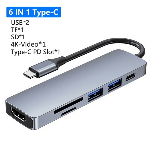 6 in 1 HDM/TF SD Card Slot/USB Port Type-C Multiport USB Hub Adapter 4K HDMI - 第 9/23 張圖片