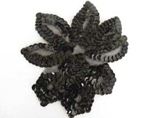 Black sequined applique patch flower floral sequin motif 10 pieces from UK