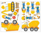 23-teiliges Bagger LKW Wandtattoo Set Kinderzimmer Aufkleber Baustelle Sticker