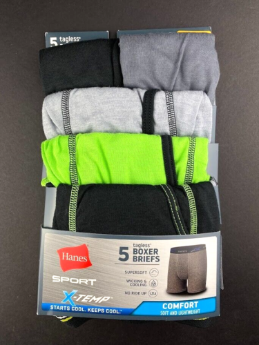 Hanes Boys Boxer Briefs 5-Pack Underwear  X-Temp Comfort Tagless • Size L 14-16 - Picture 1 of 4