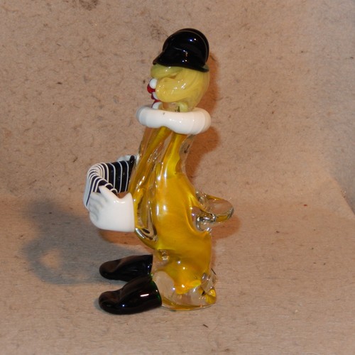 Vintage MURANO Art Glass CLOWN Yellow ACCORDIAN Figure Sculpture Label Tag - Picture 6 of 9