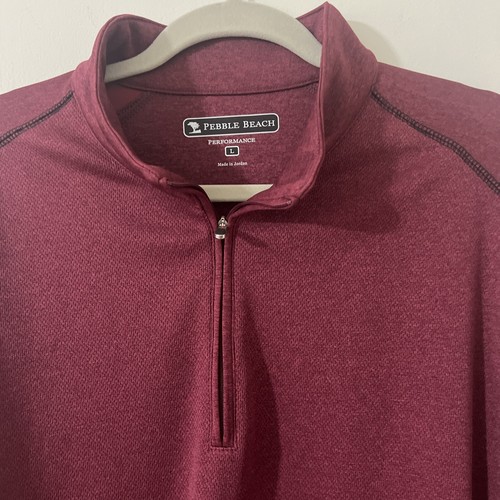 Pebble Beach 1/4 Zip Fleece Men's Size Large Burgundy - Picture 2 of 5