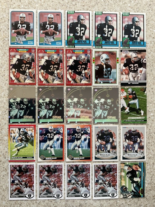 Marcus Allen(25 Card Football Lot)inc 1988 1989 Topps 1991 Upper Deck Hologram++