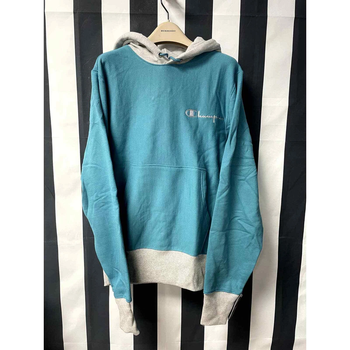 Champion NEW UO Exclusive Reverse Weave Colorblock Hoodie Sweatshirt Blue  XS