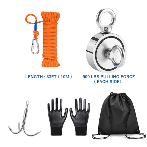 1800LBS Magnet Fishing Kit, Double Sided Pulling Force Earth Magnet with Grappli - Picture 5 of 12