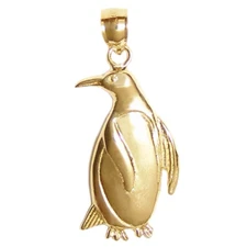 New 14k Yellow Gold Penguin Pendant