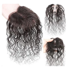 Fluffy Wavy Hair Clip In 100% Human Hair Toppers Loss Thin Hair Top Replacement