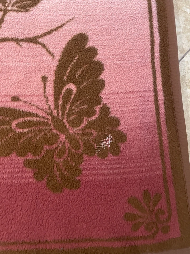 Ibena Dolan Butterfly Floral Blanket Pink Brown  Reversible Acrylic Blend TWIN - Image 4 of 4