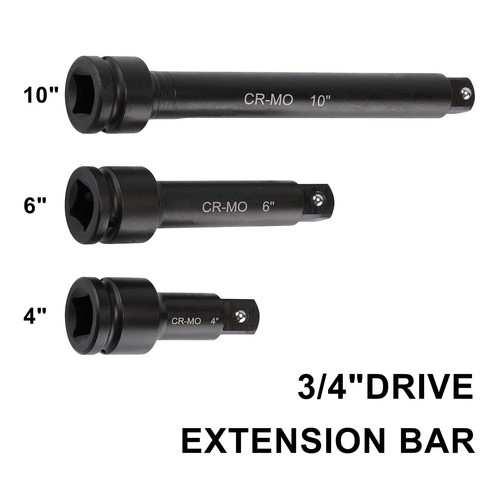 3PCS 3/4" Drive Impact Extension Bar, 4",6",10", Impact Wrench Extensions, CR-MO - Picture 5 of 6