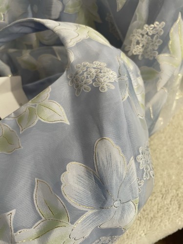 Alfred Angelo Blue & White Floral Crepe Halter Gown SZ 8 - Picture 6 of 10