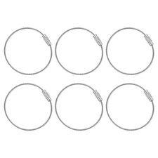 6Pcs 6" Steel Wire Key Rings Kit, Keychain Cable Loops Connecter Silver 