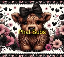 20oz Sublimation Tumbler Wrap Highland Cow Bow Ready To Press Heat Transfer