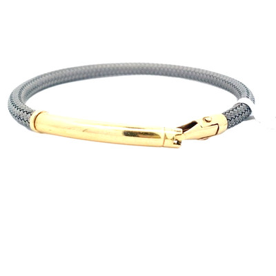 Stainless Steel & 18K Yellow Gold Mens Flexible Bracelet-New