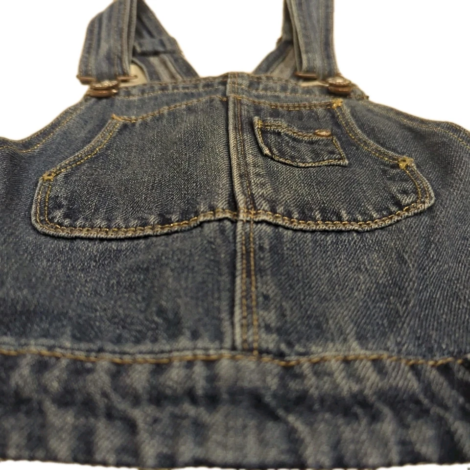 Vintage Y2K Jordache Bib Overalls Jrs L 10/12 Jean Denim 90s Festival Farmcore - Image 4 of 4