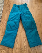 L.L.Bean Girls Pink Insulated Snow Pants Sz 10 Adjustable Waist Nylon Ski Teal