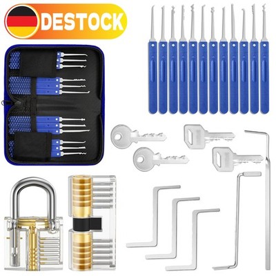 Lockpicking 17-Teiliges Dietrich Set mit 2 Transparent Trainingsschlössern DHL .