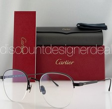 Cartier CT0164O 001 Matte Black Metal Semi-Rimless Men s Eyeglasses 50mm NEW