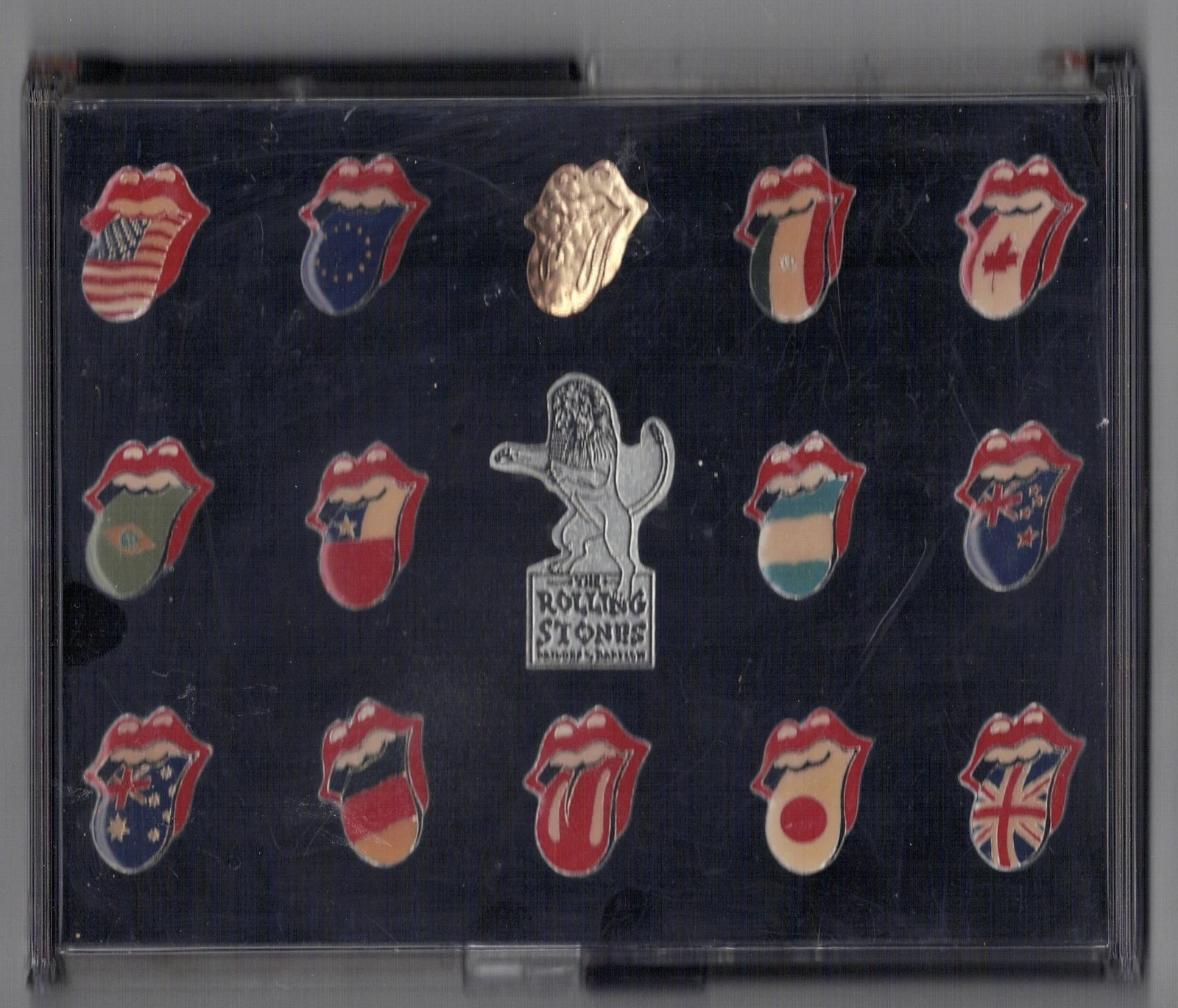 ROLLING STONES RARE Bridges To Babylon Tour 15 Pc. Pin Set w) ORIG DISPLAY CASE
